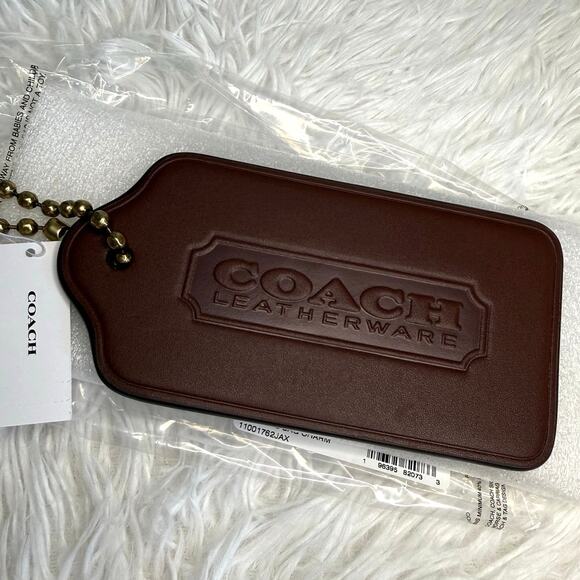 Coach XL Hangtag Bag Charm Brass/Dark Brown - Picture 1 of 5